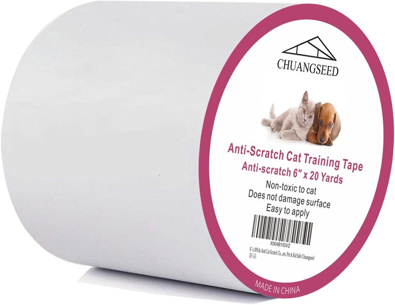 CHUANGSEED 6" x 20Yds Transparent Cat Scratch Deterrent Tape - Double Sided, Furniture Protector for Couch, Carpet, Doors - Image 1